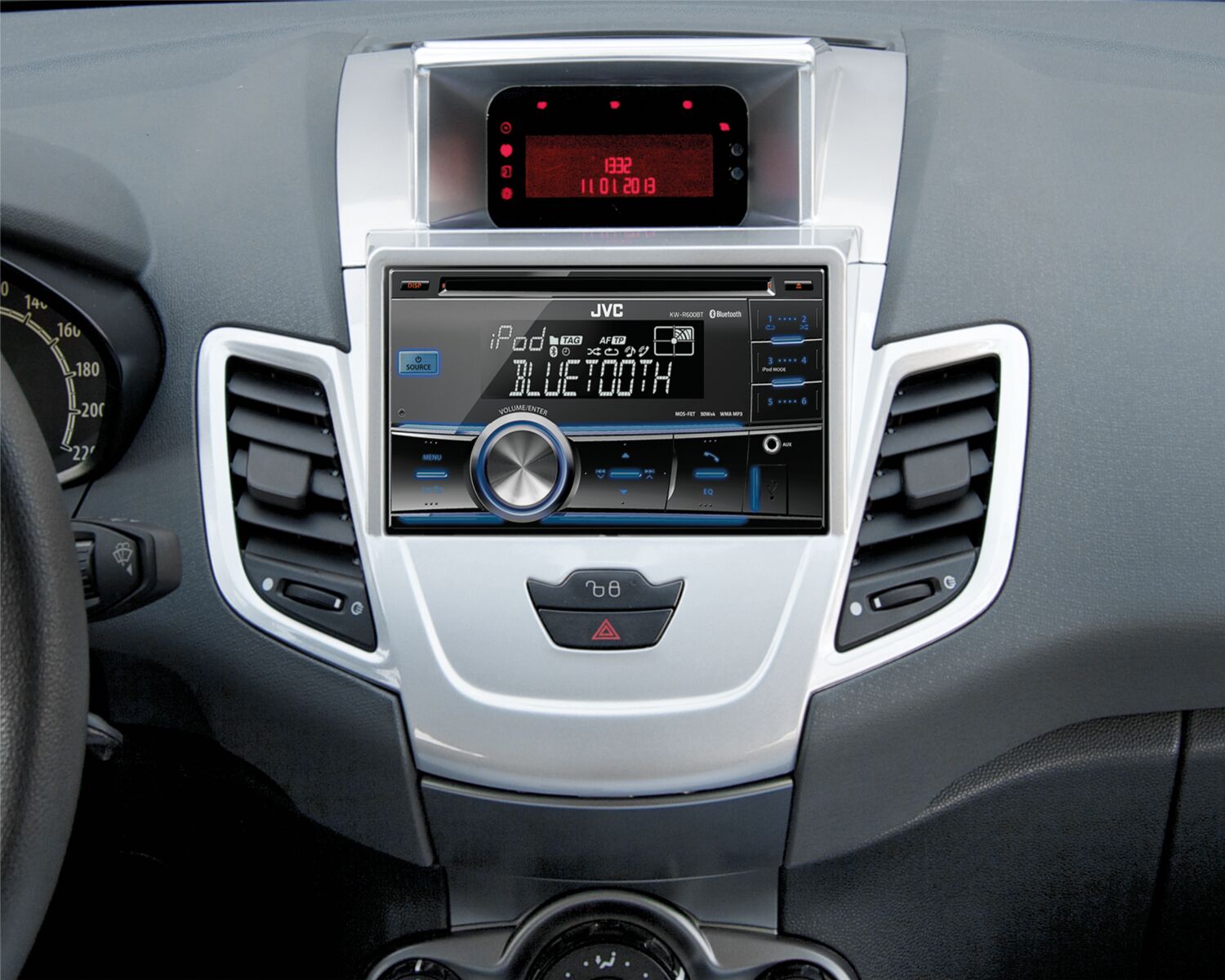 2-DIN Paneel Ford Fiesta (JA8) 2008-2017 - Kleur: Zilver - 381114 21 2 installed - 381114-21-2