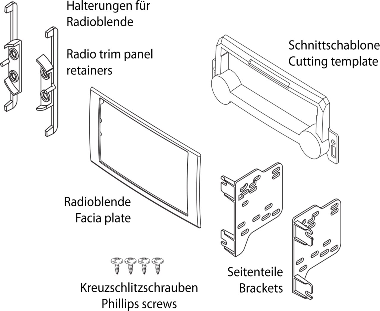 2-DIN radiopaneel Chrysler/Dodge/Jeep diverse voertuigen (METRA) - 381145 15 drawing - 381145-15
