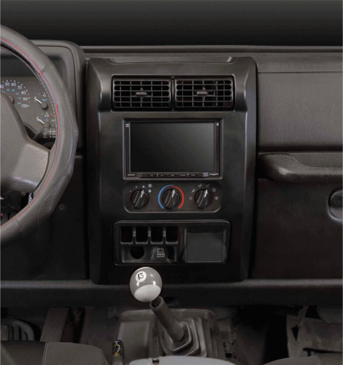 2-DIN radiopaneel Jeep Wrangler(TJ) 01/2003-03/2007 (METRA) - 381145 27 1 front installed - 381145-27-1