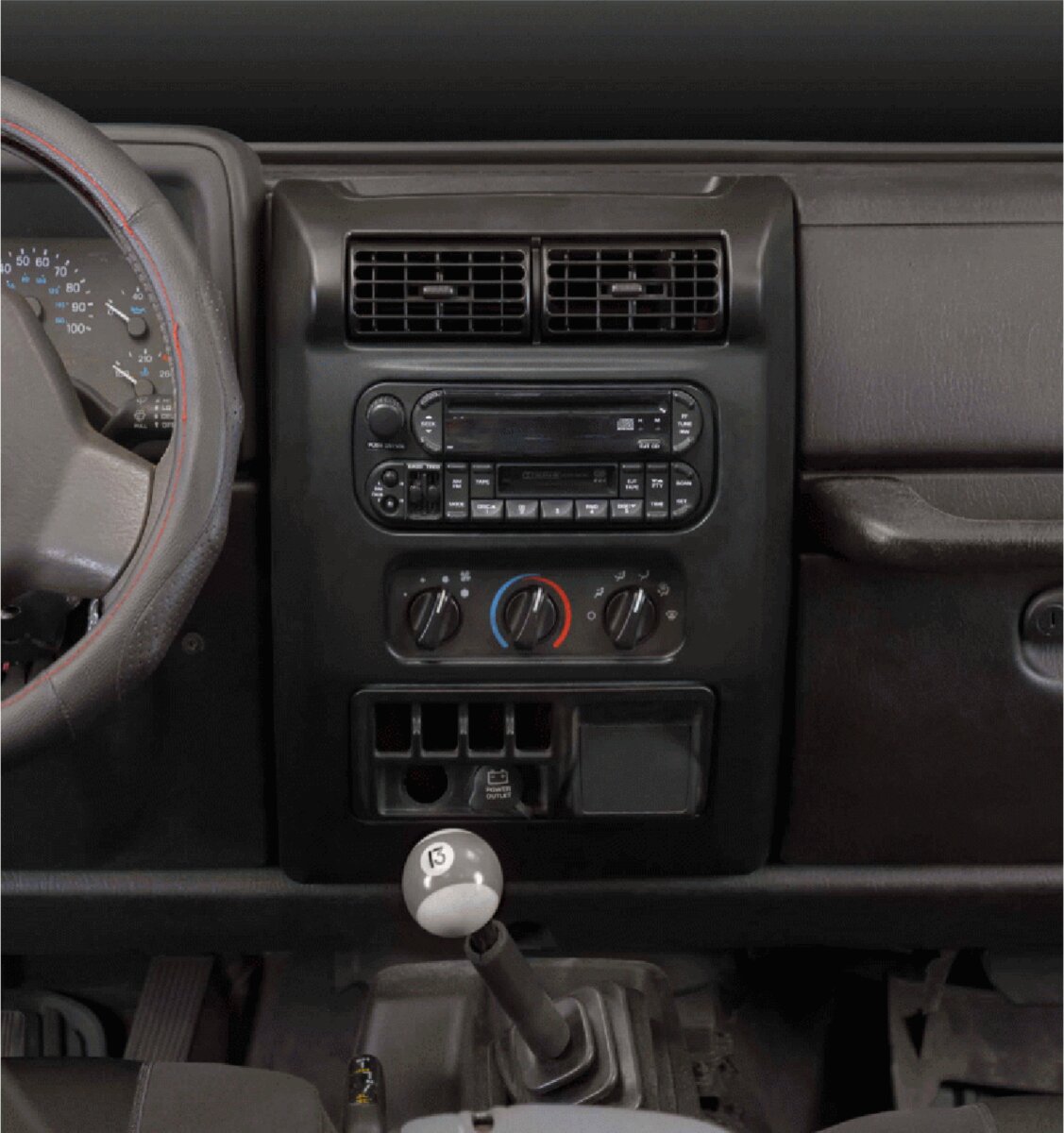 2-DIN radiopaneel Jeep Wrangler(TJ) 01/2003-03/2007 (METRA) - 381145 27 1 front stock - 381145-27-1