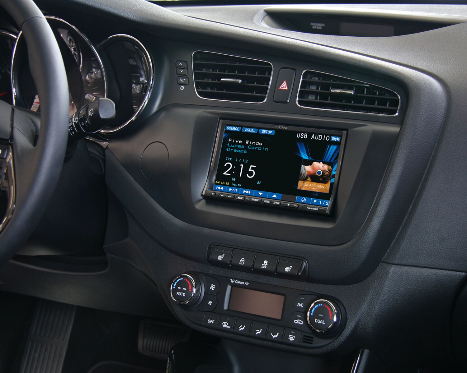 2-DIN Paneel Kia Cee'd (JD) / Cee'd SW (JD) / Pro Cee'd (JD) Kleur: Zwart - 381178 33 kia ceed alpine bw - 381178-33-1
