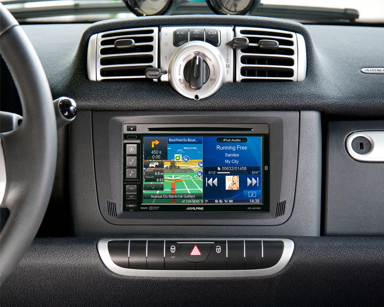 2-DIN Paneel Smart Smart For Two (A451) (C541)  2010-2015 Kleur: Zwart  - 381190 29 2din bw - 381190-29