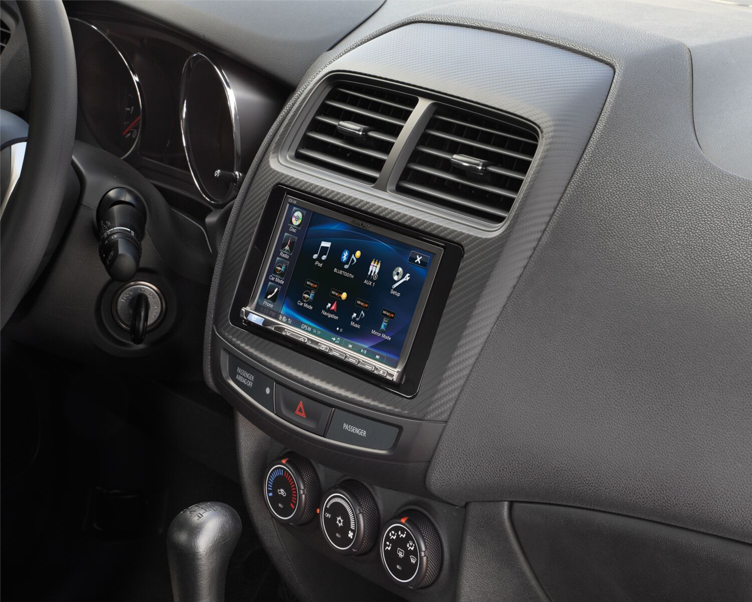 2-DIN Paneel Mitsubishi ASX 2014-2018 - Kleur: Piano Zwart - 381200 19 1 mitsu asx 2 din bw - 381200-19-1