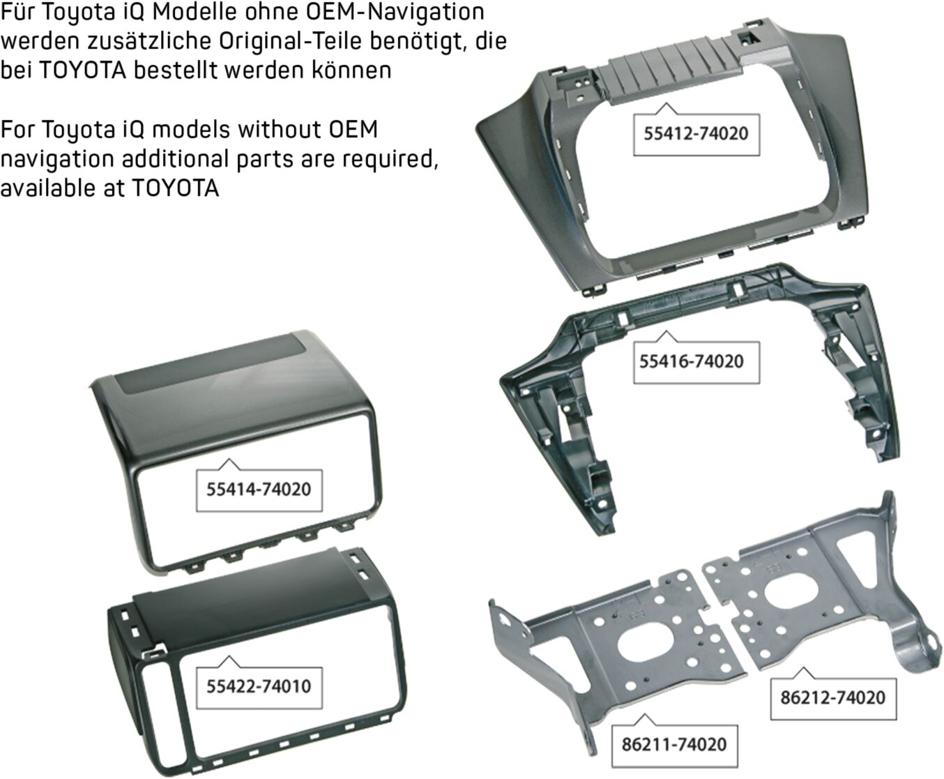 2-DIN Paneel Toyota iQ (AJ1) 2009-2014 Kleur: Zwart - 381300 19 toyota iq parts1l - 381300-19