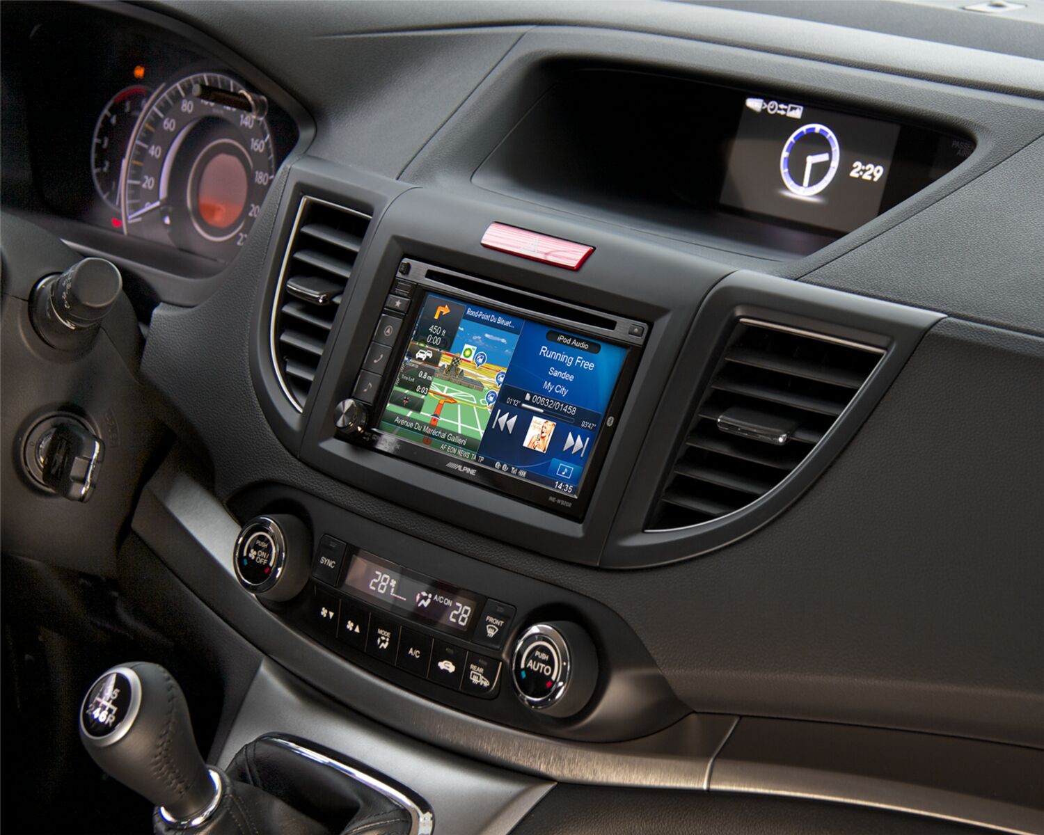 2-DIN Paneel Honda CR-V 2012-2015 Kleur: Rubbertouch Zwart - 391130 16 alpine bw - 391130-16