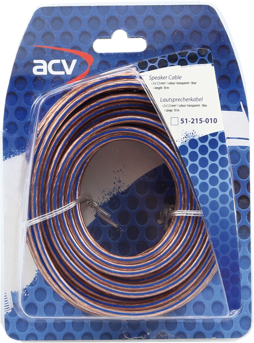 Luidspreker kabel 2 x 1,50 mm transparant  blauw 10 Meter - 51 215 010 - 51-215-010
