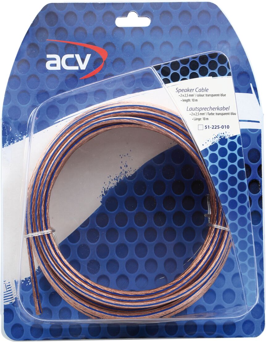 Luidspreker kabel 2 x 2,50 mm transparant  blauw 10m - 51 225 010 - 51-225-010