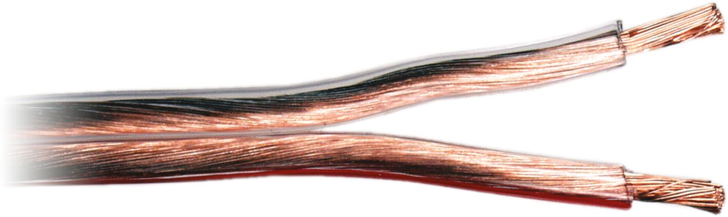 Luidspreker kabel 2 x 2,5 mm transparant rood 100 Meter - 51 225 102 - 51-225-102