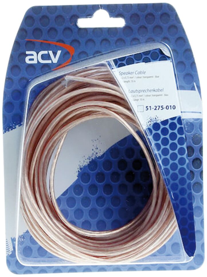Luidspreker kabel 2 x 0,75 mm transparant blauw 10 Meter - 51 275 010 - 51-275-010