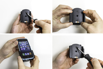 Apple iPhone 5 / SE Passieve verstelbare houder met swivelmount. Met hoes - 511431 1 - 511431
