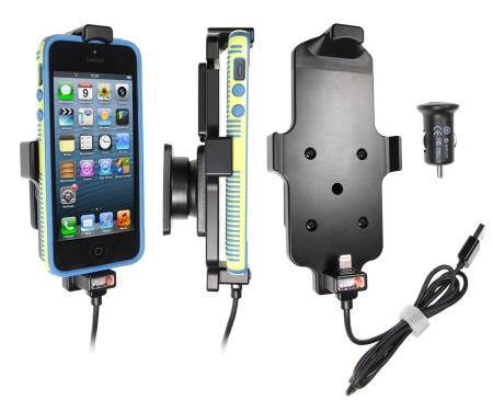 Apple iPhone 5 / 5S / SE Actieve houder met of zonder hoes 12V USB plug - 521500 - 521500