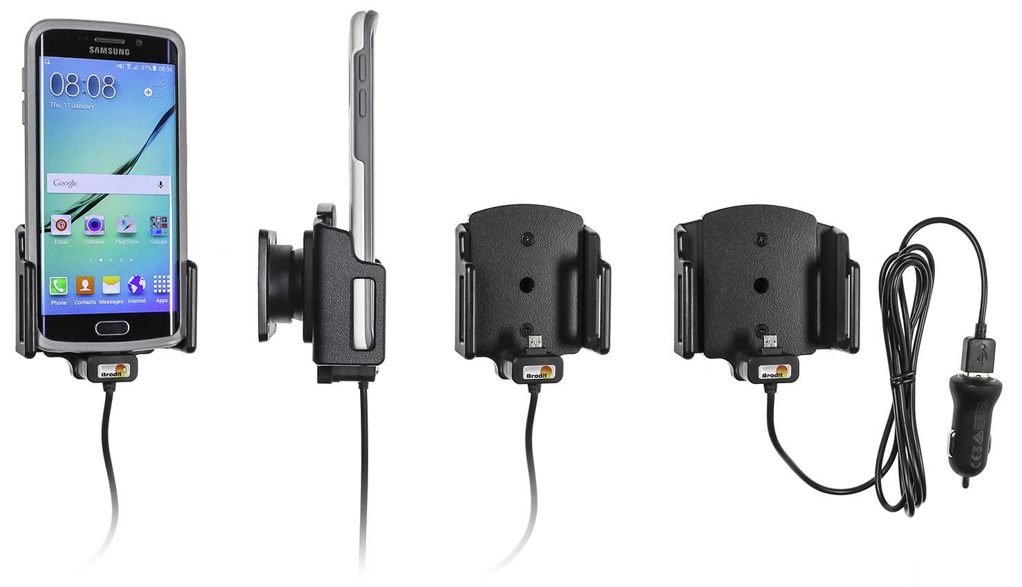 Universele houder met 12V USB plug 62-77mm / 9-13 mm - 521621 - 521621