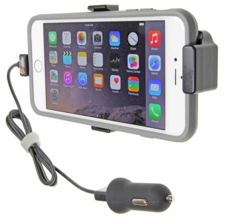 Apple iPhone 6/6S/6 Plus/7 Plus/8 Plus/Xs Max Actieve houder met 12V USB Plug. (met/zonder hoes) - 521663 b - 521663