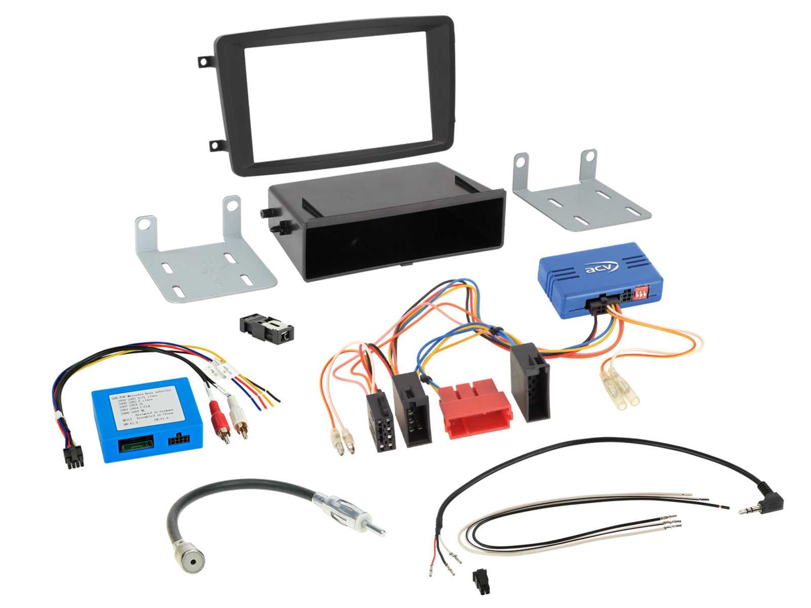 2-DIN Kit Mercedes Voertuigen SWI/Analoog/Antenne met aflegbakje - 611190 42 1 - 611190-42-1