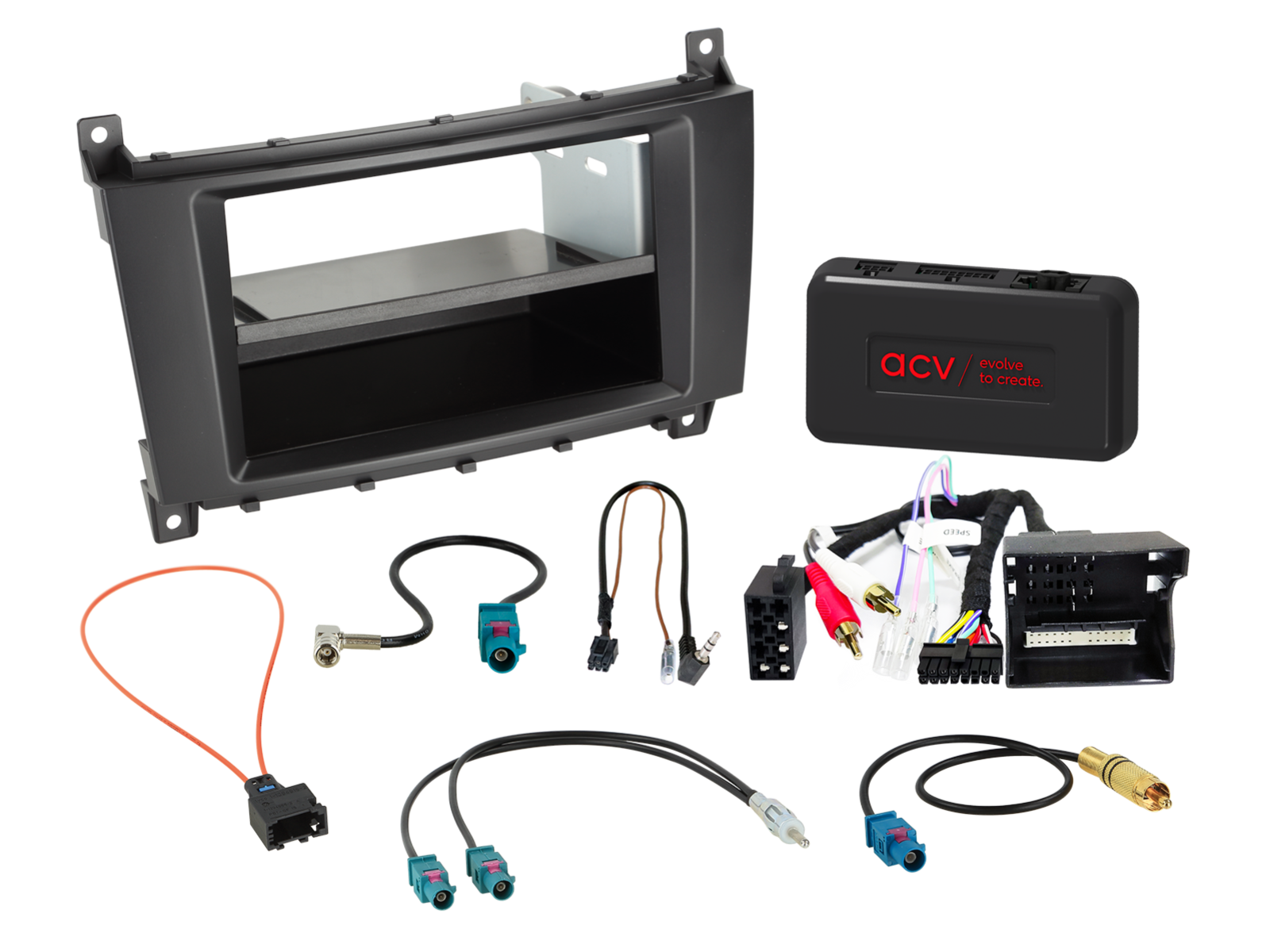2-DIN Kit met Aflegvak Mercedes Voertuigen SWI/Analoog/Antenne  - 611190 45 1 - 611190-45-1