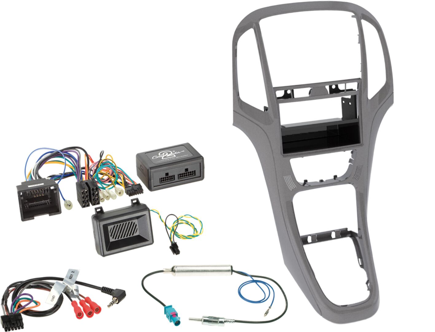2-DIN Kit met pocket + radio adapter kit Opel Astra 2009-2020 Kleur: Titanium Grijs  - 611230 23 1 - 611230-23-1