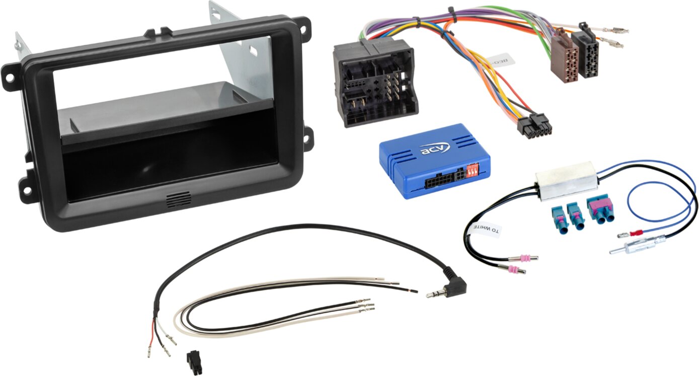 2-DIN kit met vak Seat/VW 52Pin Quadlock LFB/Antenne - 611320 30 3 - 611320-30-3