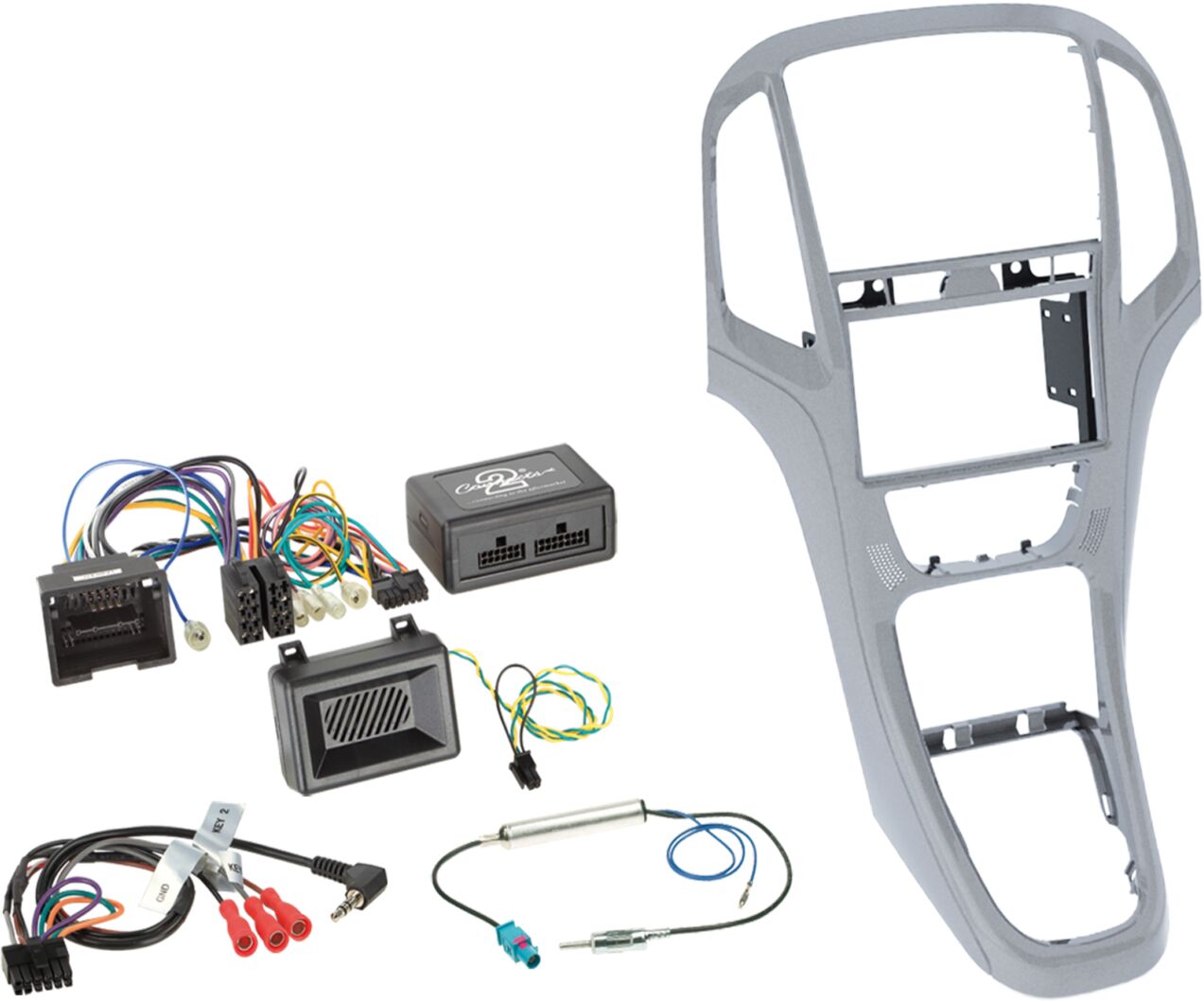 2-DIN Kit + Radio adapter kit Opel Astra 2009-2016 Kleur: Platin Zilver - 621230 23 3 - 621230-23-3