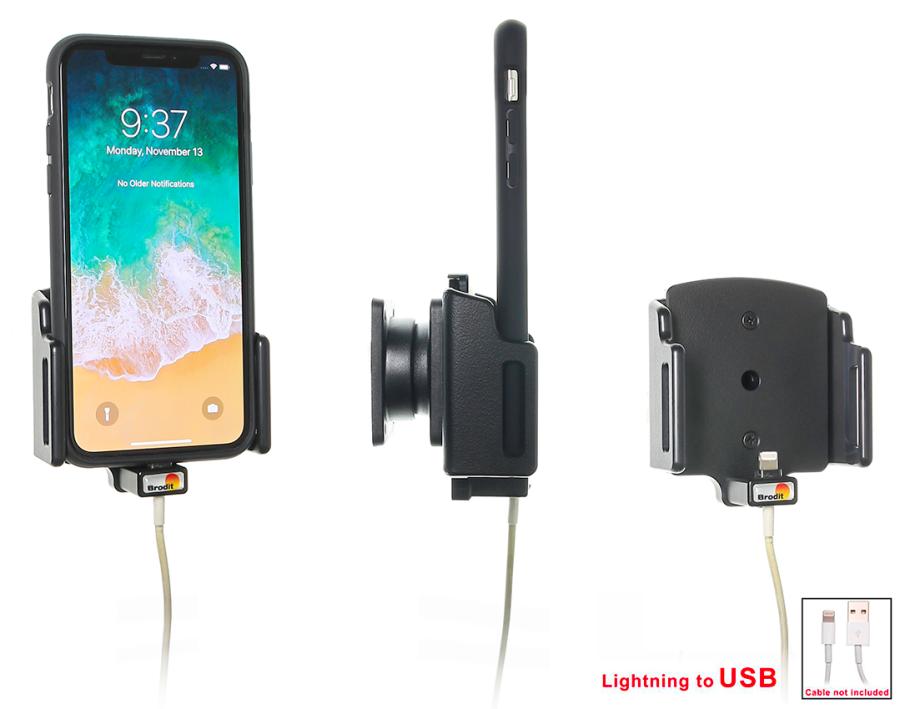 Apple iPhone X / Xs Verstelbare houder met kabelbevestiging voor Apple kabel - 714013 - 714013