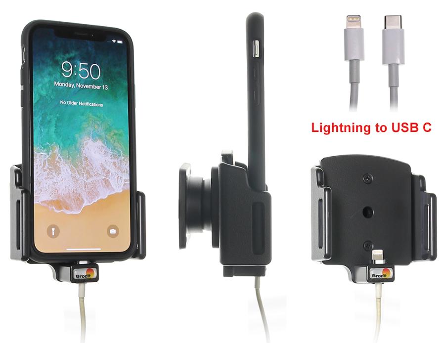 Apple iPhone X / Xs Verstelbare houder met kabelbevestiging voor Apple kabel - 716013 - 716013