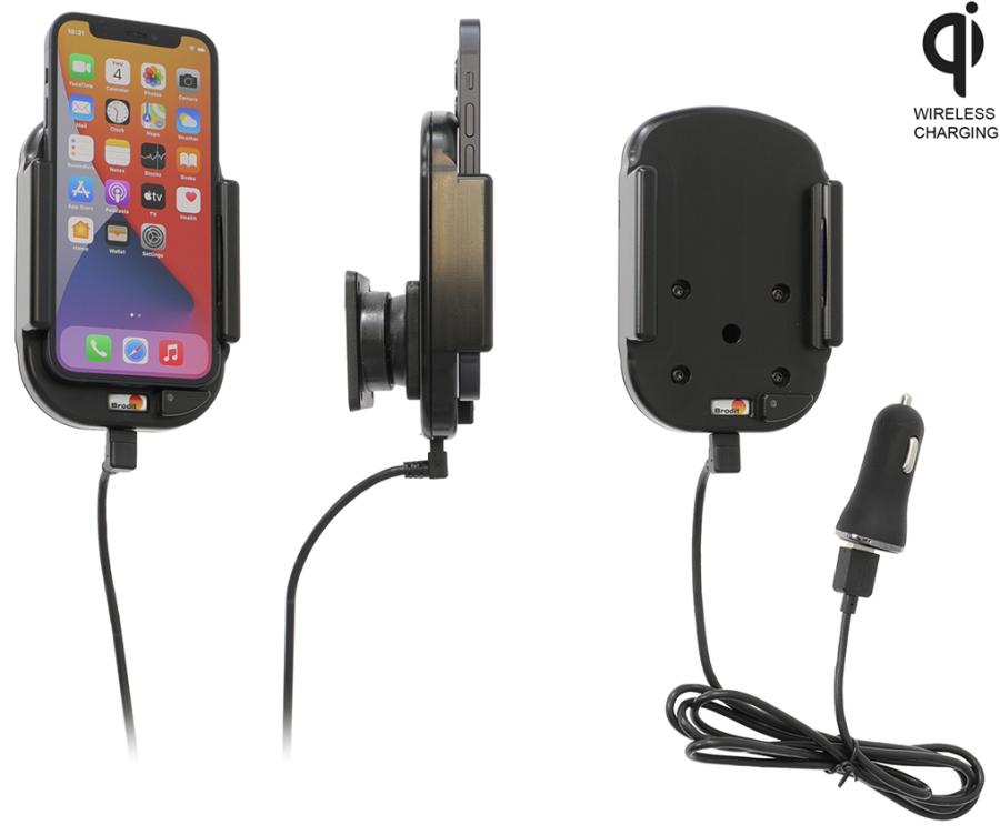 Apple iPhone 12 Mini Qi Wireless  Actieve verstelbare houder met 12V USB plug - 718234 - 718234