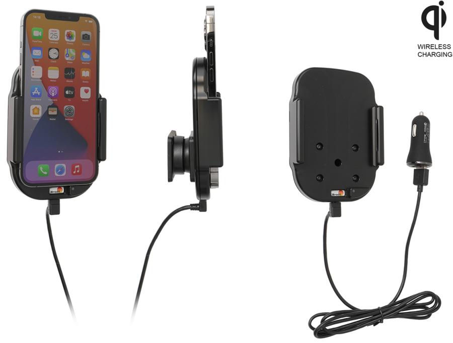 Apple iPhone 12 Pro Max Qi Wireless  Actieve verstelbare houder met 12V USB plug - 718236 - 718236