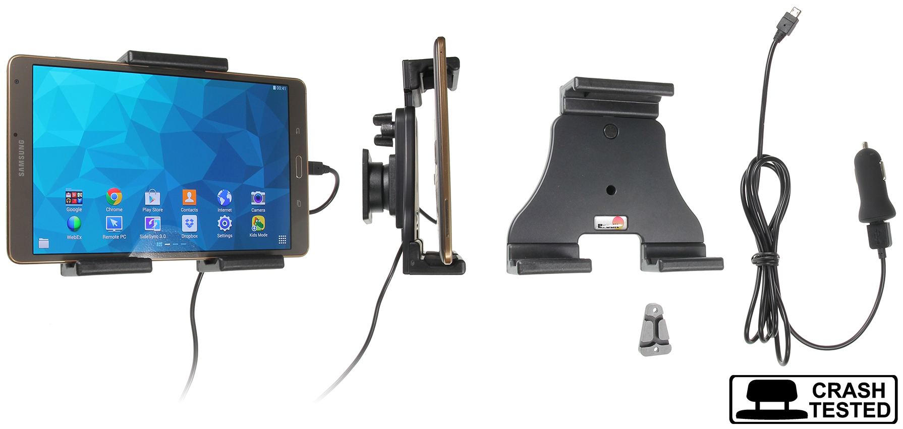 Universele Verstelbare Tablet Actieve houder met12V USB Plug 120-150mm  - 721070 - 721070