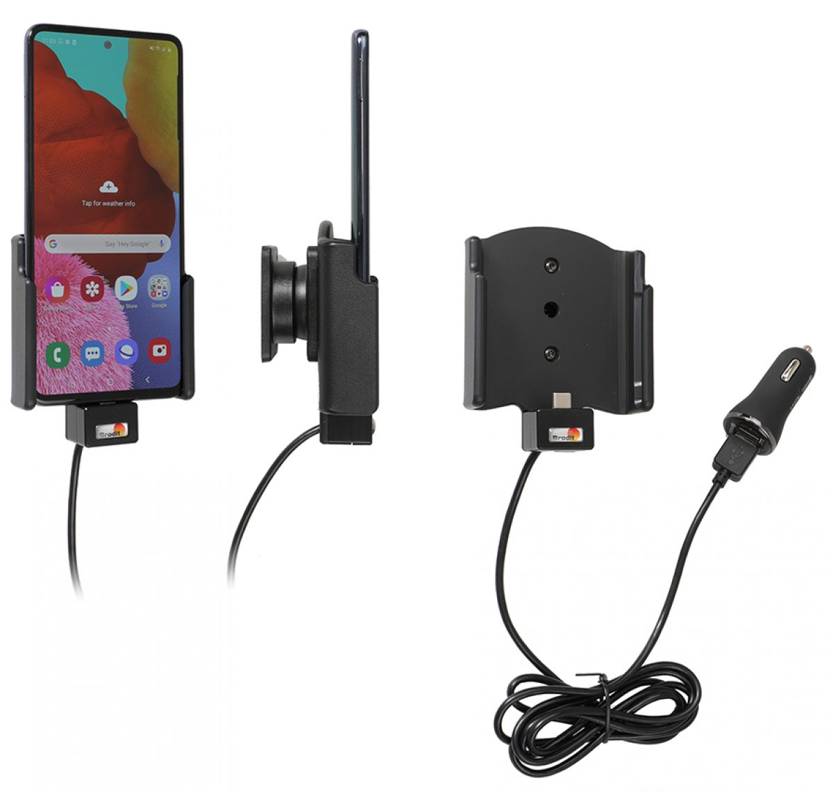 Samsung Galaxy A51 Actieve houder met 12V USB plug.  - 721206 - 721206