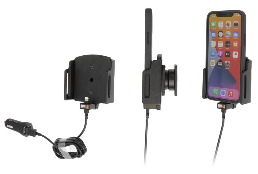 Apple iPhone 12 / 12 Pro / 12 Pro Max/ 13 / 13 Pr Actieve verstelbare houder met 12V USB sig-plug - 721237 a - 721237