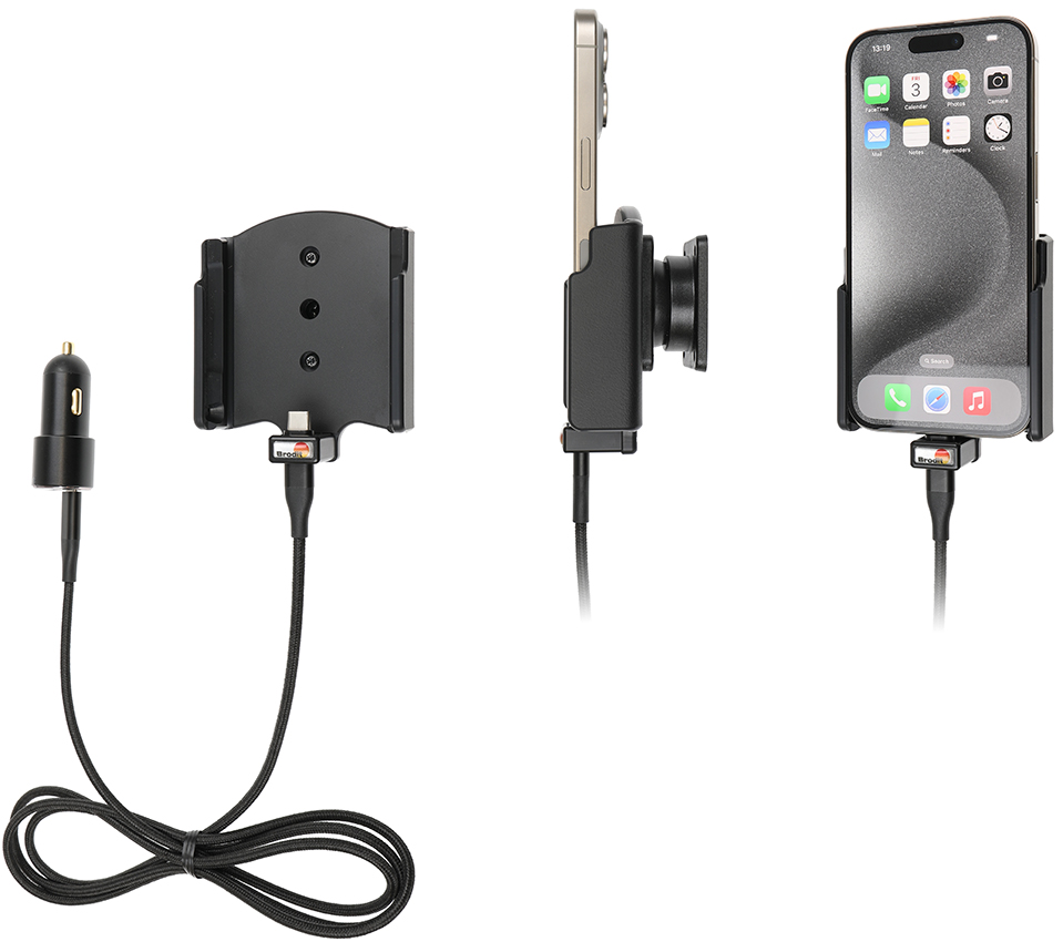 Apple iPhone 15 Actieve houder met 12V USB plug (Gestoffeerd) - 721369 a - 721369