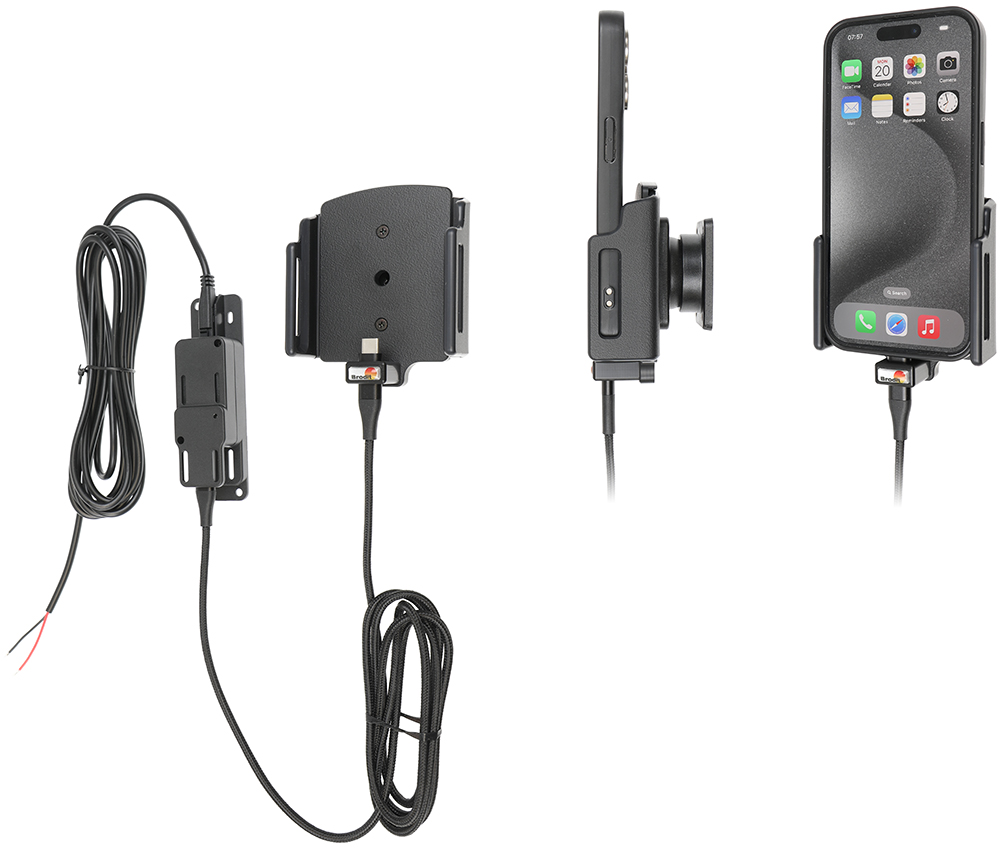 Apple iPhone 15/16/17 (Pro)  Actieve verstelbare houder met vaste voeding - 727376 a - 727376