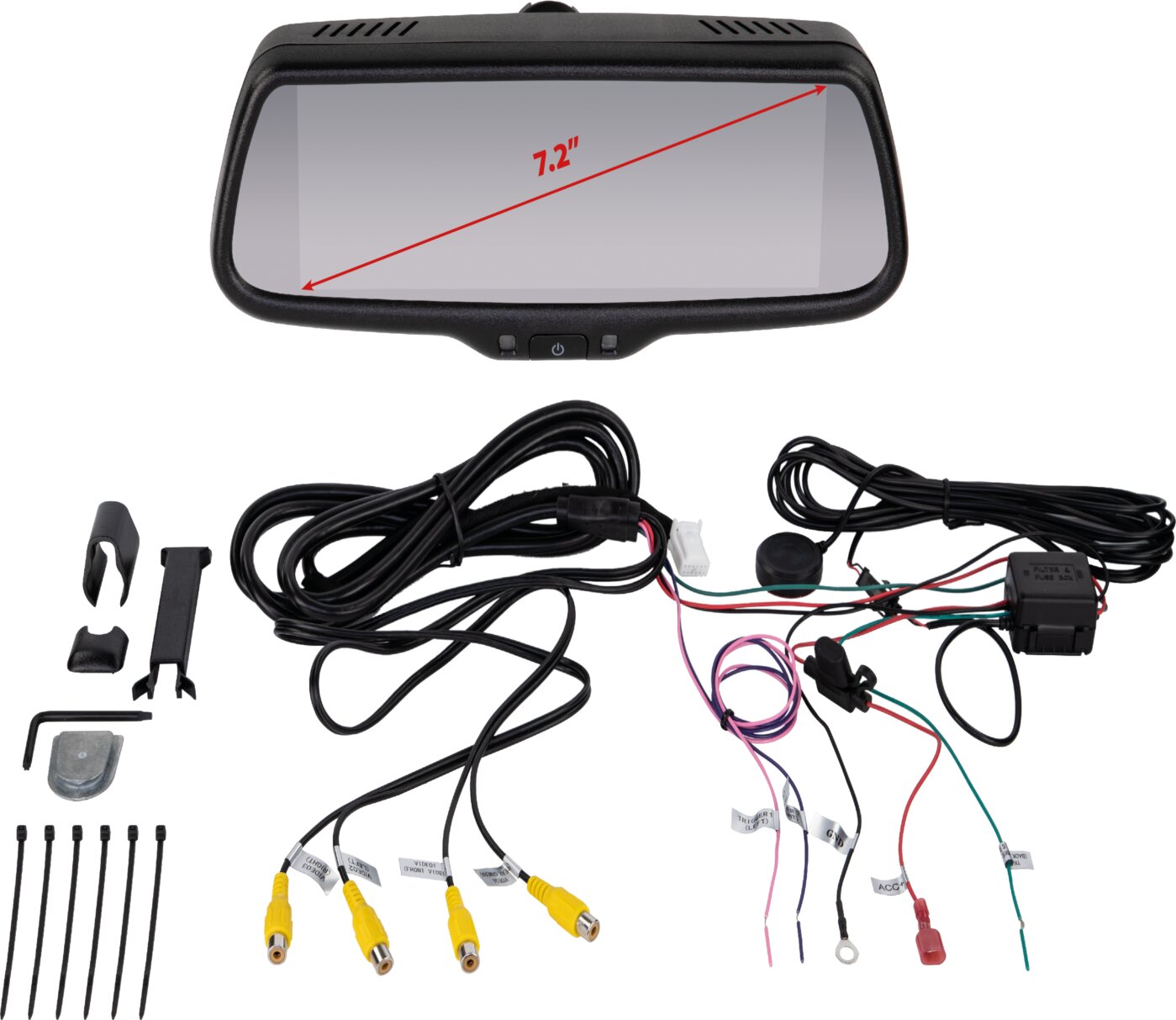 7,2 inch spiegel monitor incl 4 RCA ingangen - 771000 6513 complete - 771000-6513