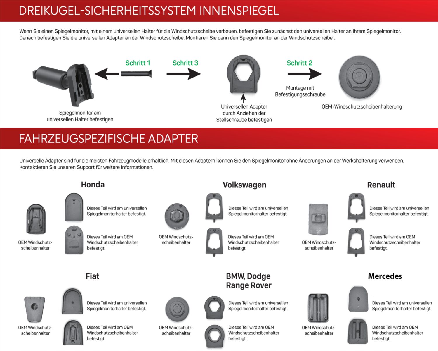 Voertuigspecifieke adapter voor spiegelmonitor universeel  - 771000 6909 data de - 771000-6909