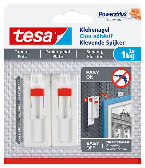 Tesa&reg; Verstelbare Klevende Spijker voor behang & pleisterwerk 1kg.2 in blister (per 8 stuks) - 77774 - 77774-00000-00
