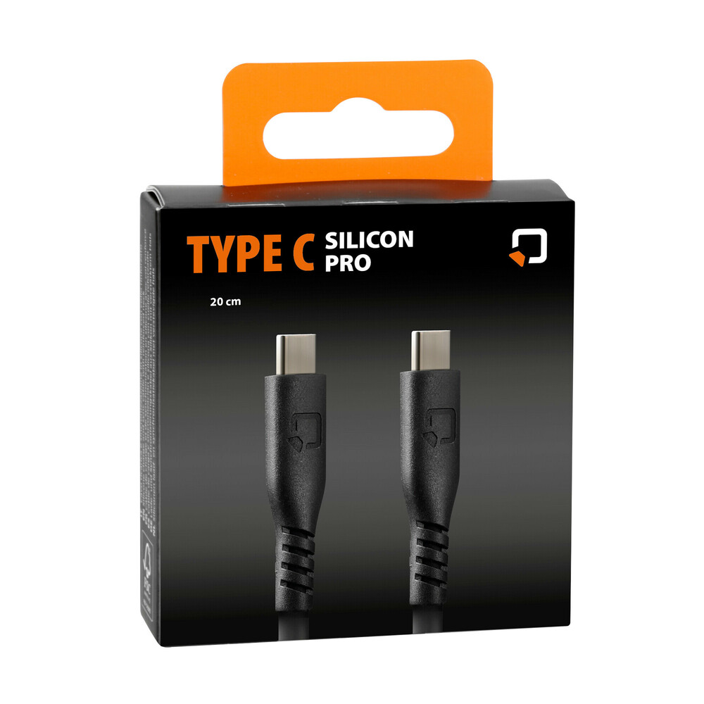 Optiline siliconen laad en synchronisatiekabel USB C -> USB C - 20cm  met verstevigde hals   - 91789 c 01 - 91789