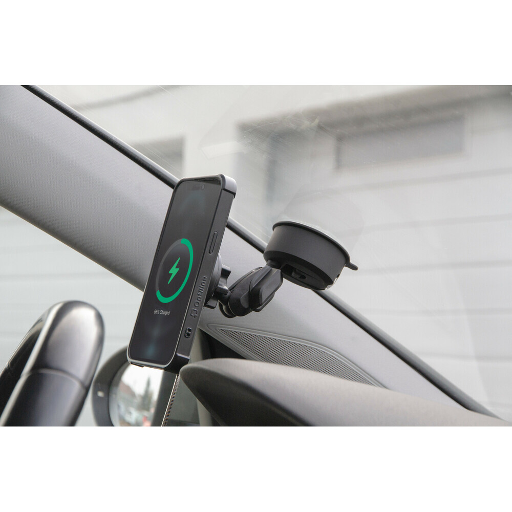 Optiline magnetische telefoonhouder met draadloos laden en zelfklevende zuignap 15W max, MagSafe - 91806 a 06 - 91806
