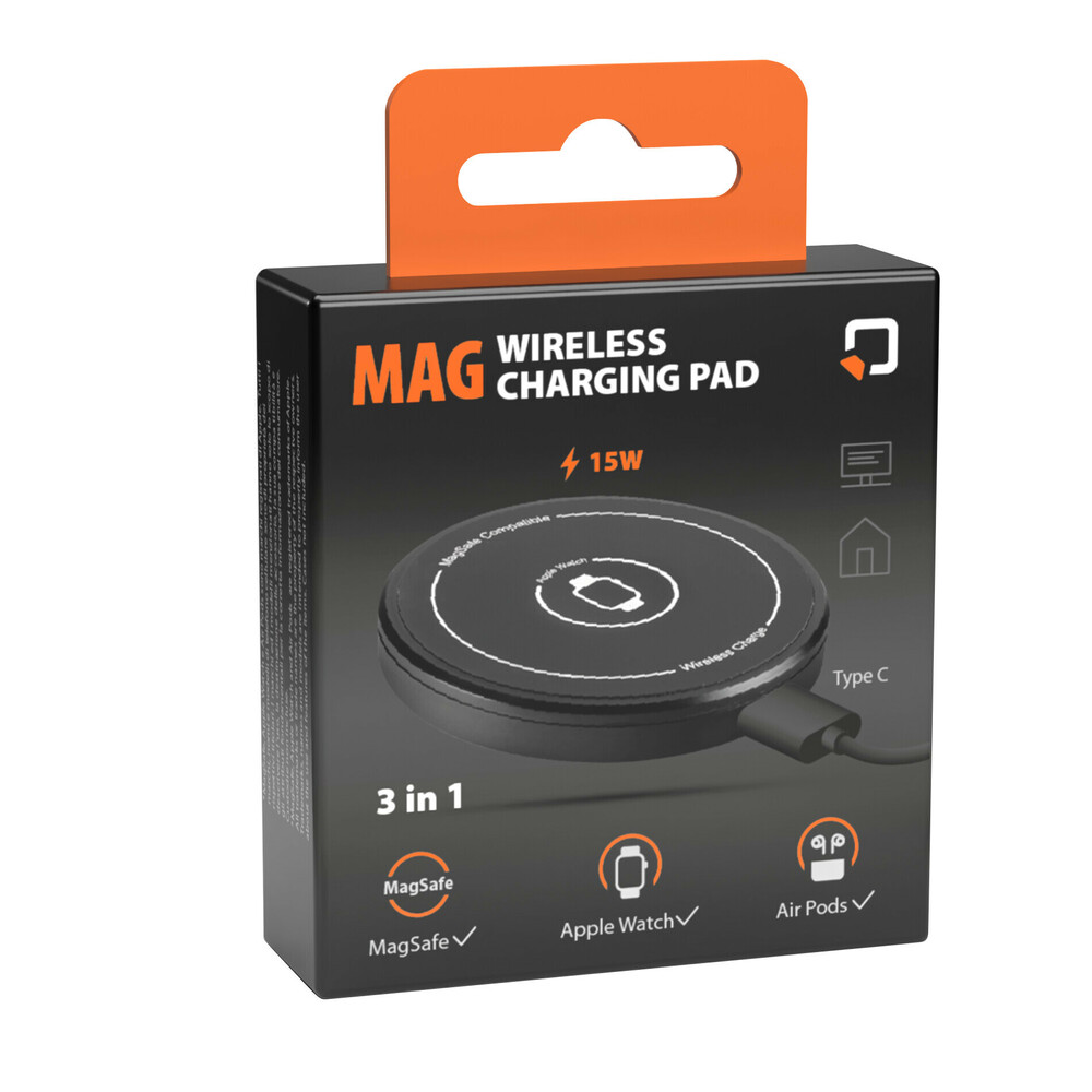 Optiline 3 in 1 magnetische draadloze oplader, 1mtr USB C - USB C meegeleverd - 91814 c 01 - 91814