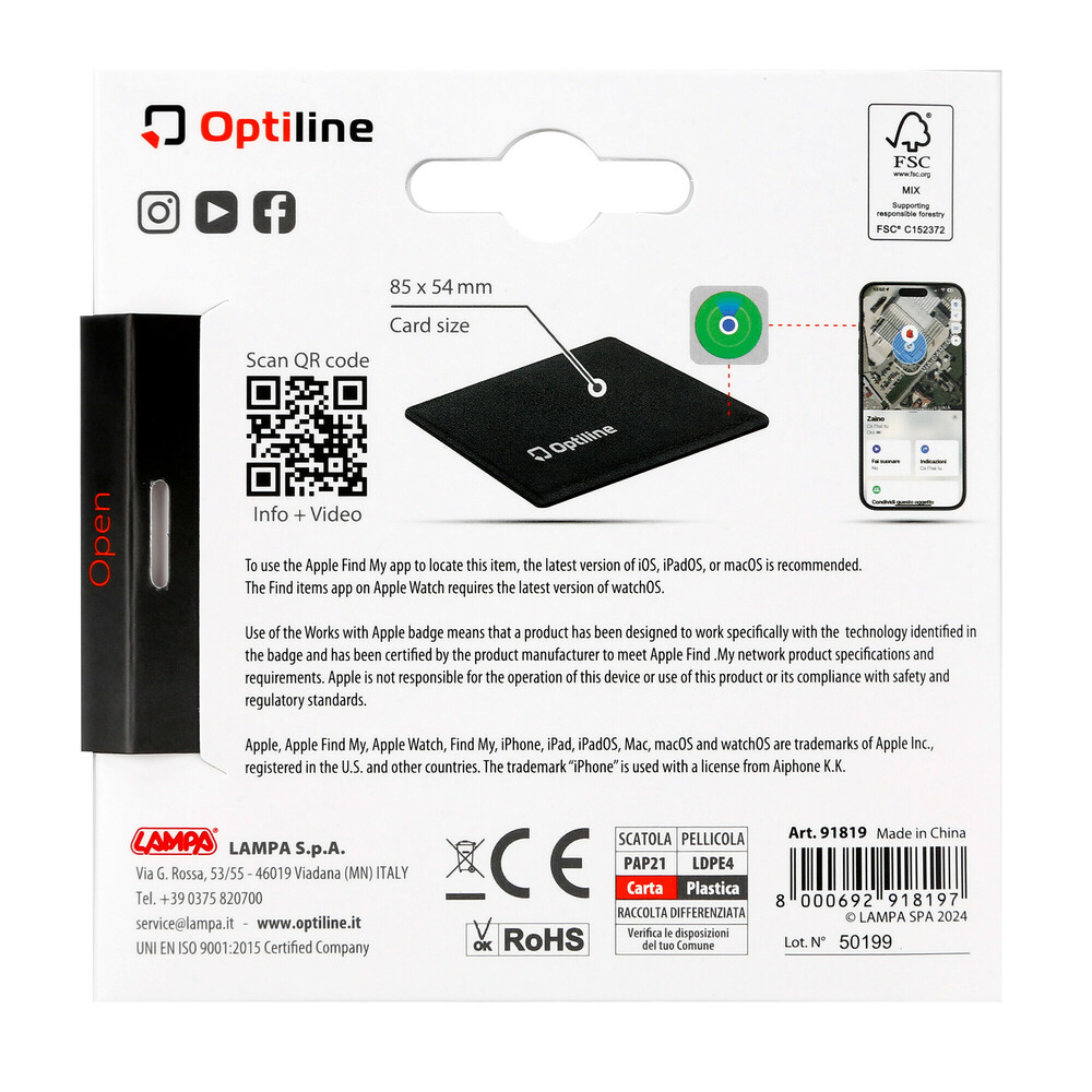 Optiline Opti Tracker Flex, ultradunne opvouwbare zelfklevende zoeker, werkt met Apple "find my"  - 91819 c 02 - 91819