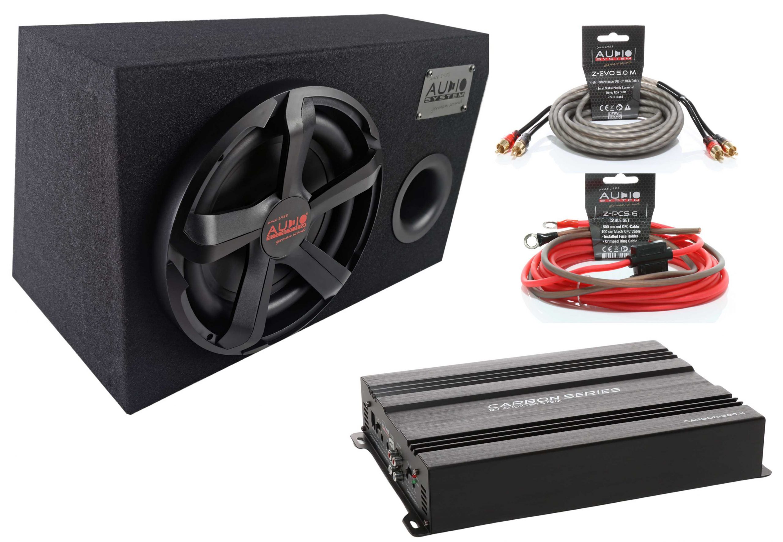 AUDIO SYSTEM Subwoofer set CARBON 12 BR + CARBON-200.4 + Bekabeling - Carbon bass set 1012 scaled - CARBON BASS SET 12