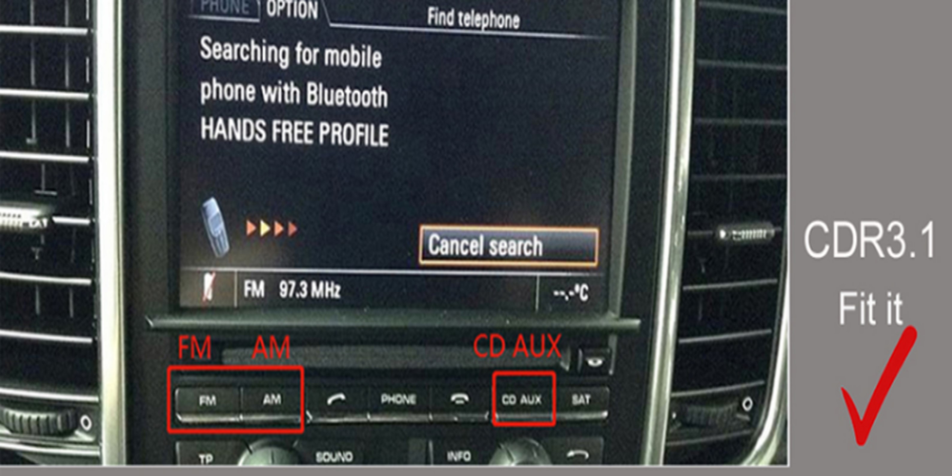 Porsche CDR3.1  7" draadloos Apple carplay/Android auto uitbreiding - Cdr31 voorbeeld - WITCP1028