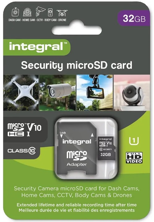 32GB Integral Security Micro SD-kaart (Klasse 10) &ndash; Snelle, veilige opslag - D acc 27827 - D-ACC-27827