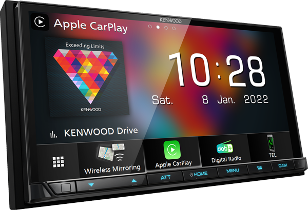 Kenwood DMX 8021DABS-  2DIN 7,0" Inch Multimedia radio Wireles Carplay/Android Auto - Dmx8021dabs angle cp - DMX-8021DABS