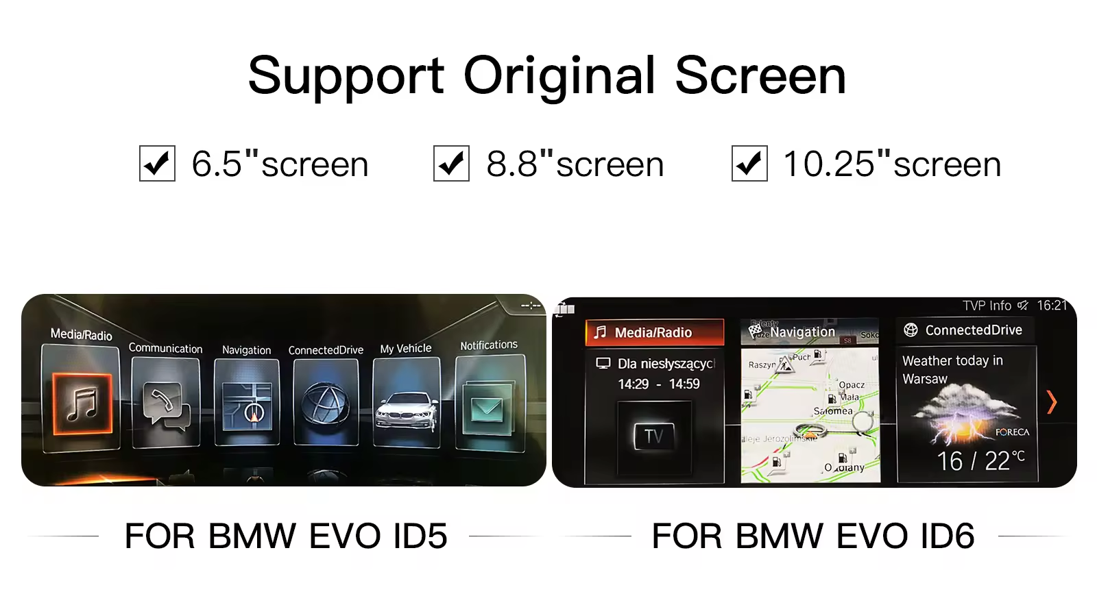 BMW EVO 6.5/8.8/10.25" (WITH TOUCH) draadloos Apple carplay/Android auto uitbreiding - Evo 2 - WITCP4070A