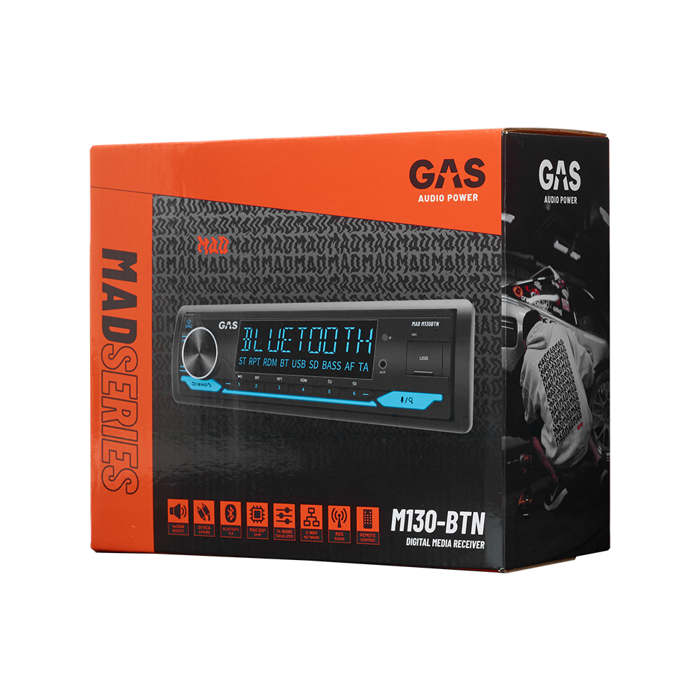 GAS MAD M130BTN 1-DIN, BT, USB, AUX, DSP, RDS - Gas mad m130 btn 7 - MAD M130-BTN