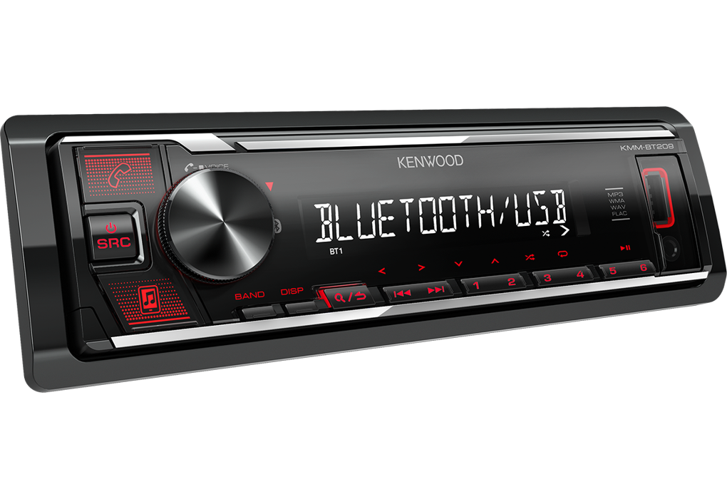 Kenwood KMM-BT209 Autoradio - USB/BT Rood - Kmm bt209 angle - KMM-BT209