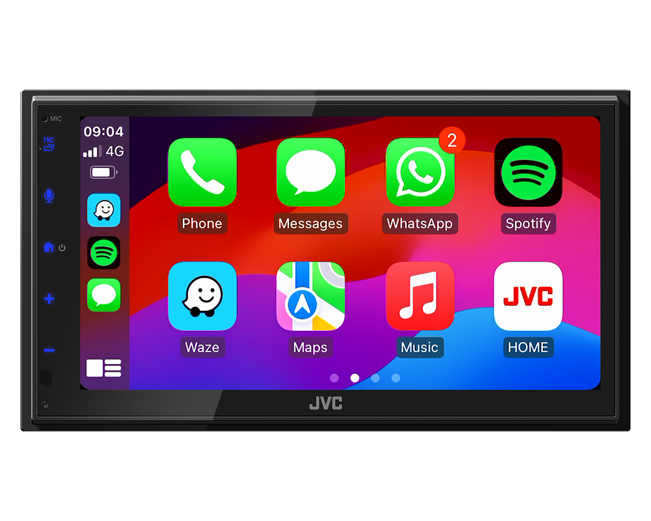 JVC KW-M695DBW Multimedia 6,8" Wireless Apple Carplay & Android Auto - Kw m695dbt cp home screen front - KW-M695DBW