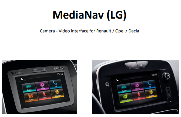 Camera Video interface met LG MediaNav Div. modellen Dacia - Renault - Media - CAR.300185