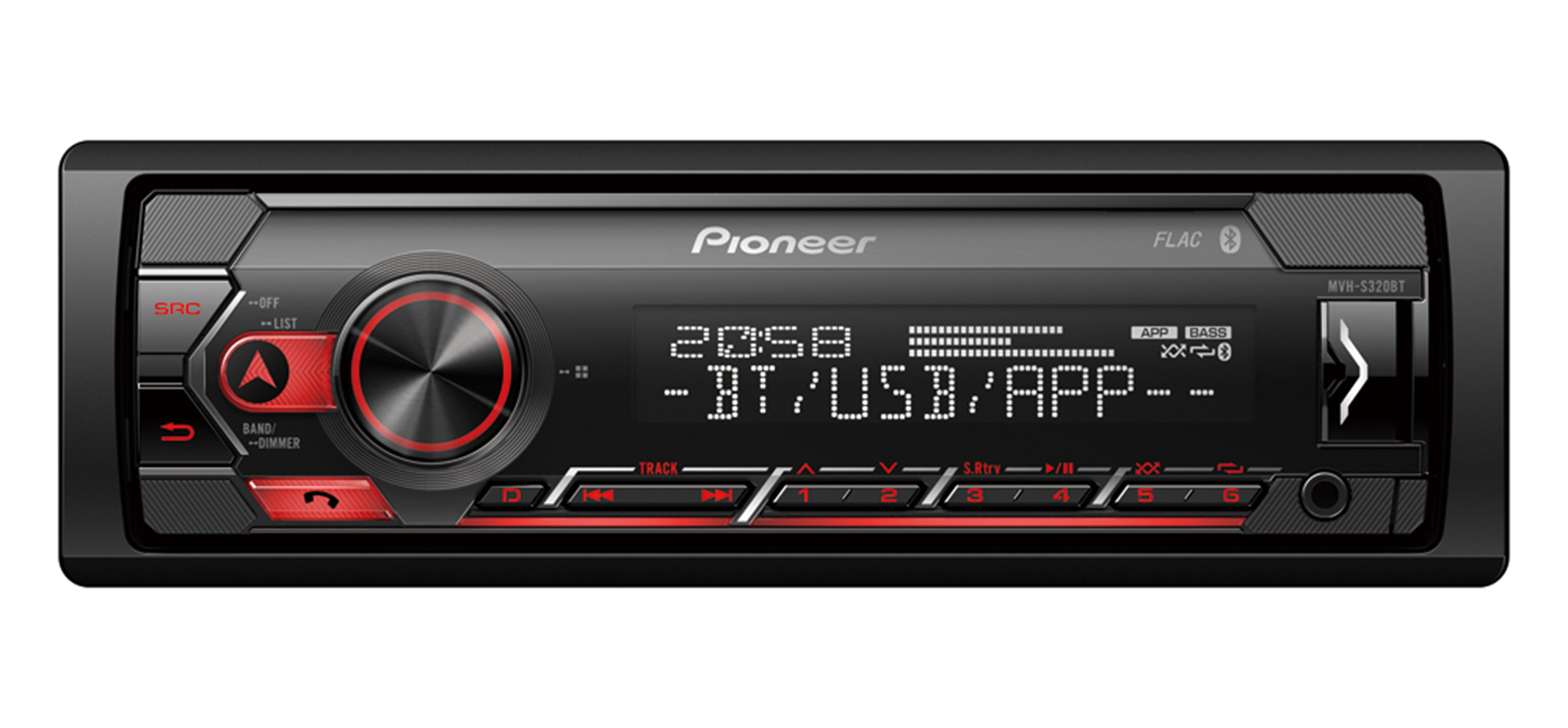 Pioneer MVH-320 1DIN USB/BT/+ rood - Mvh s320bt - MVH-S320BT