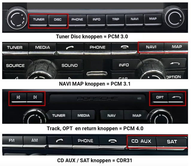 Porsche PCM3.1  7" draadloos Apple carplay/Android auto uitbreiding - Pcm verschil 1 - WITCP4042