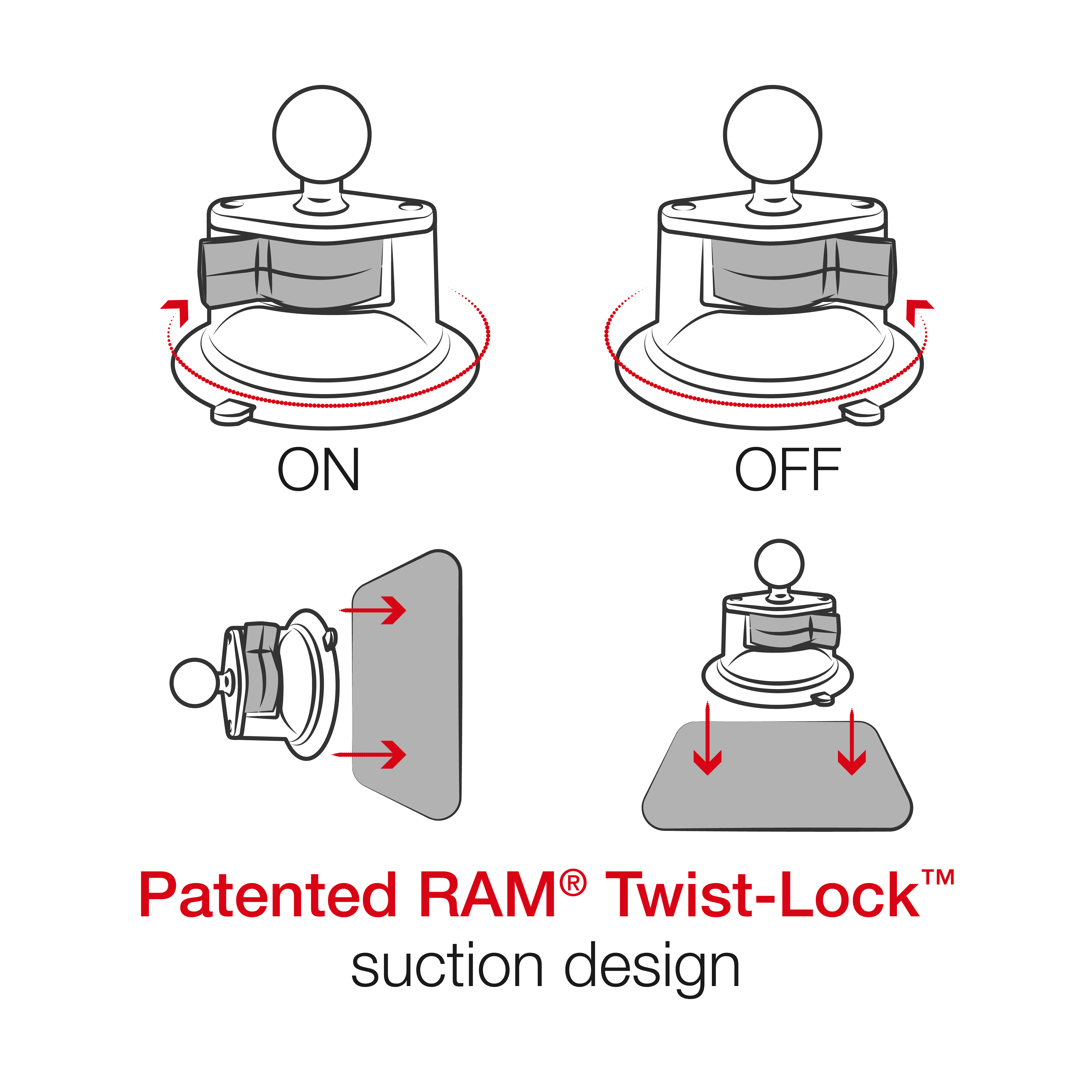 RAM&reg; X-Grip&reg; middelgroot telefoonhouder met RAM&reg; Twist-Lock&trade; Zuignap - Ram b 166 un10u 7 - RAM-B-166-UN7U